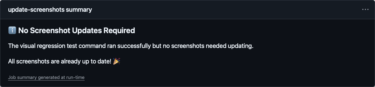 Action summary after no updates